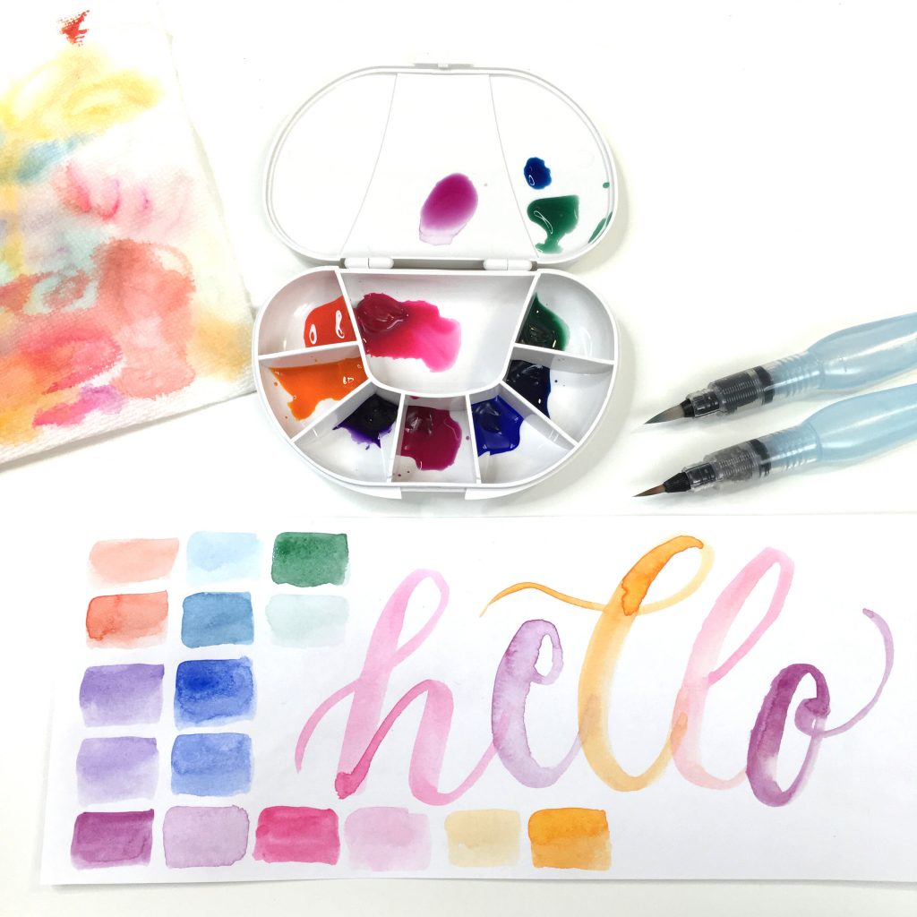 Testing my watercolor travel palette with brush lettering