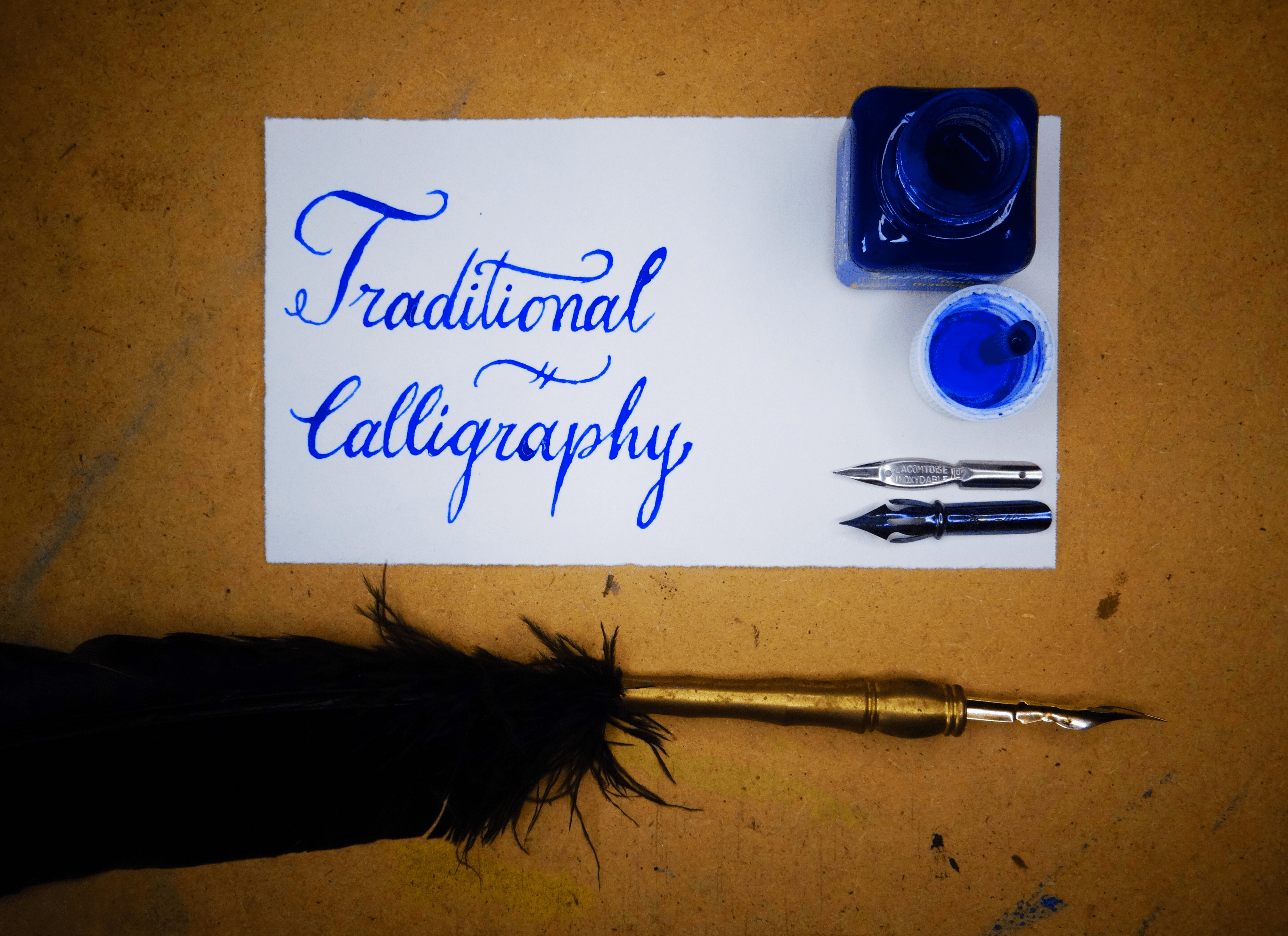 Traditional calligraphy dip pen nibs and ink set