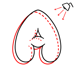 文字の輪郭の後ろに描かれたバブル文字フォーム