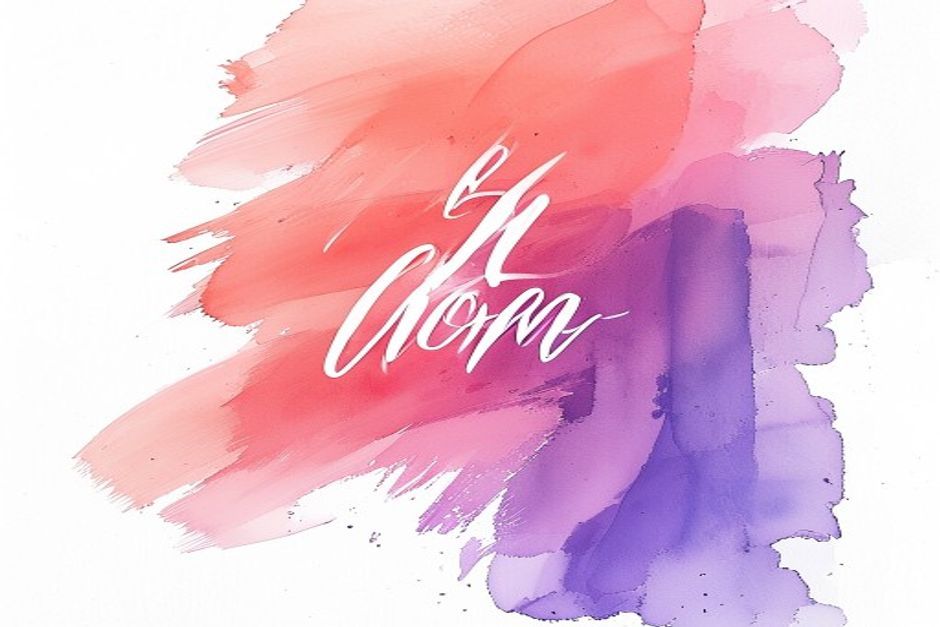 Color blending within calligraphy strokes - gradient from coral to violet in single stroke